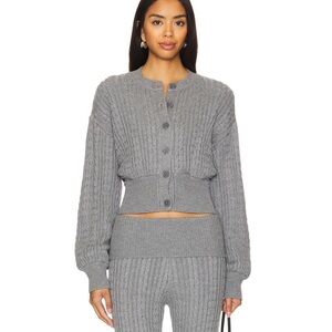 Lovers + Friends Revolve Gray Cable Knit Gemma Bessie Sweater